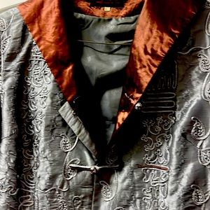 Asian-style jacket gray & brown